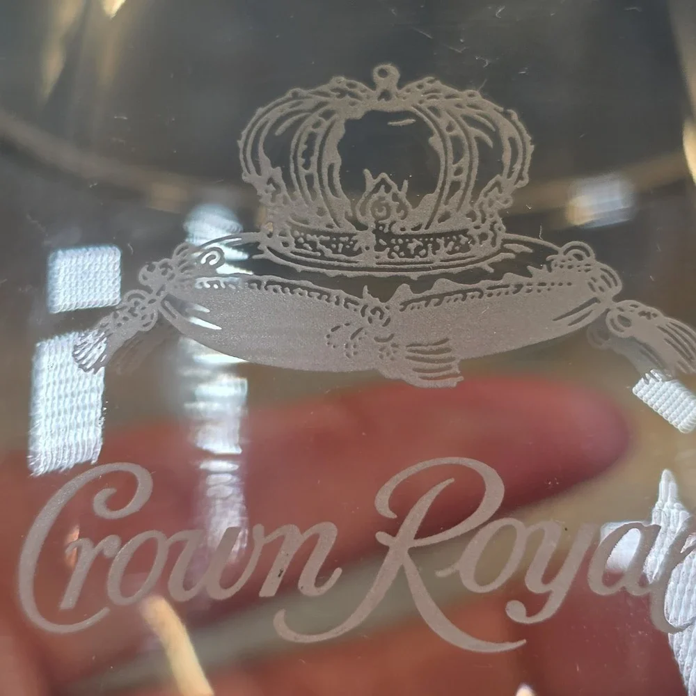 Crown ROYAL Whiskey Embossed Rocks Glass - Round Bottom Made in Italy
